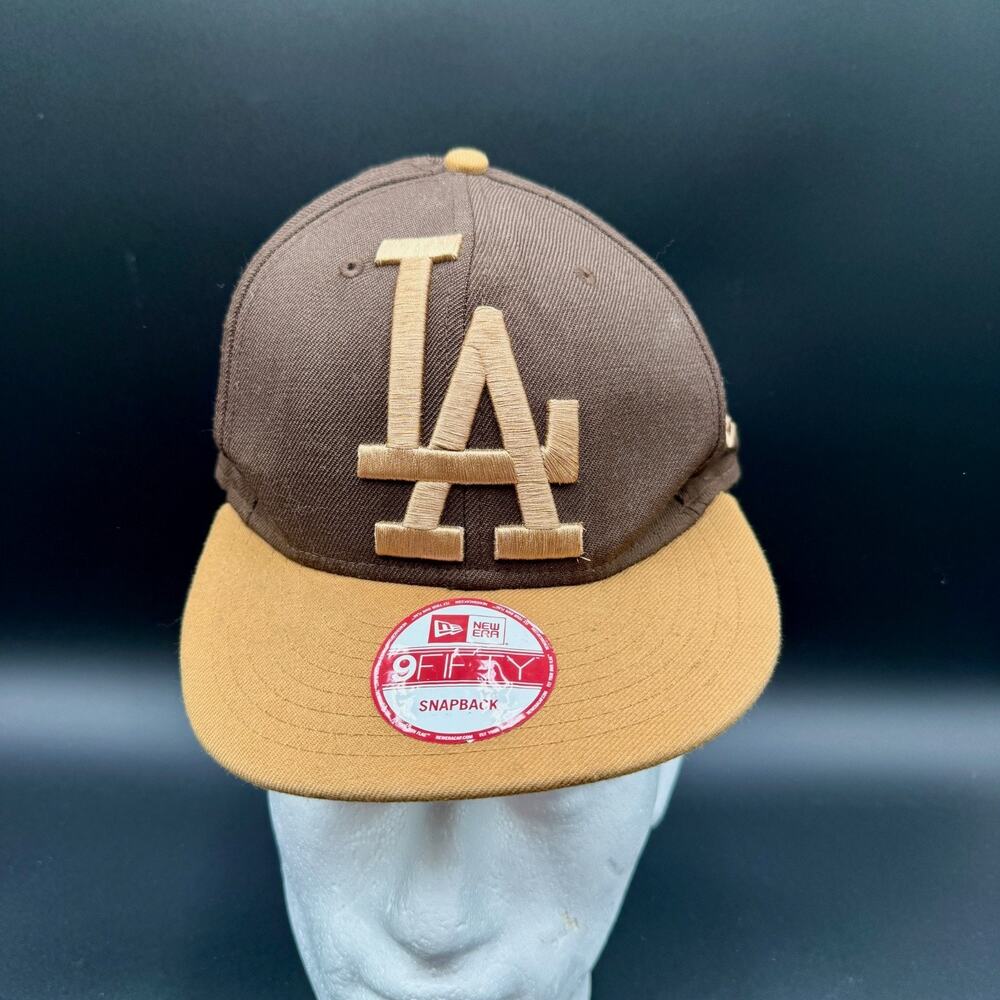 New Era 9FIFTY Los Angeles Dodgers Snapback Hat Brown Tan MLB Genuine Merch